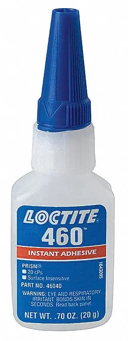 Loctite 135463 Instant Adhesive, 460, 0.7 fl oz Bottle, Clear, Plastics