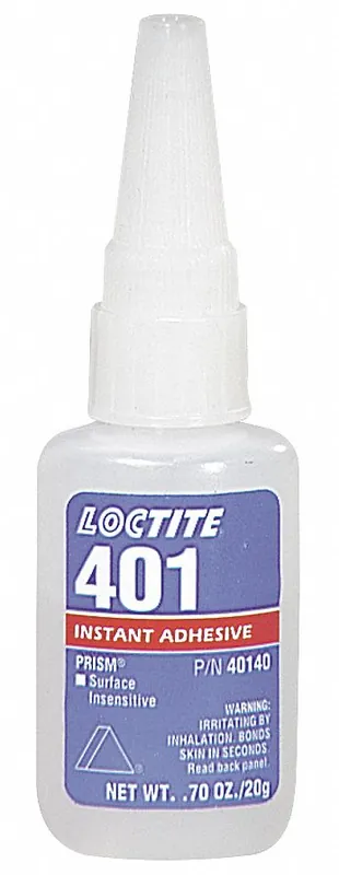 Loctite 135429 Instant Adhesive, 401, 0.7 fl oz Bottle, Clear, Plastics
