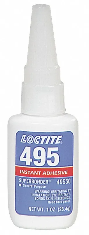 Loctite 135467 Instant Adhesive, 495, 1 fl oz Bottle, Clear, Plastics