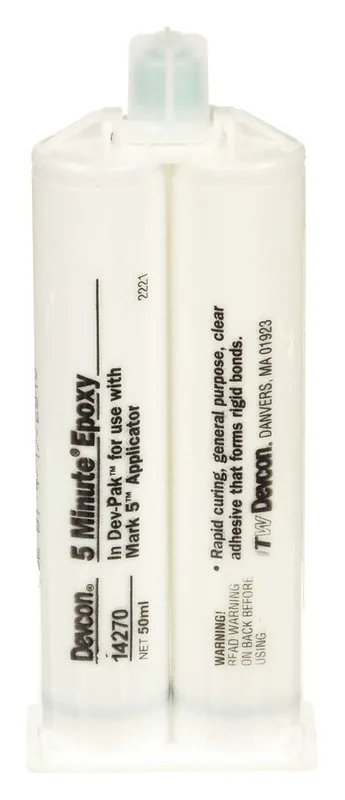 Devcon 14270 Epoxy Adhesive, 5-Minute Epoxy, 50 mL Dual-Cartridge, Clear