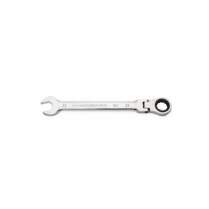 GearWrench 86722 Flex-Head Ratcheting Combination Wrench, 22 mm, 90-Tooth, 12-Point