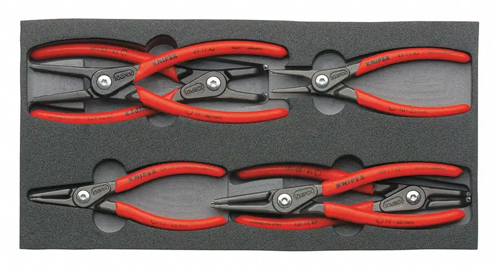 Knipex 00 20 01 V02 Retaining Ring Plier Set, External/Internal, 6 Pc, Foam Tray