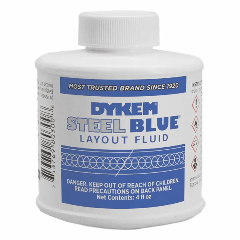 Dykem 80300 Layout Fluid, Steel Blue, 4 fl oz, Brush Cap Bottle, Blue