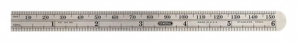 General Tools 305ME Steel Rule, 6 in / 150 mm, Flexible, Inch/Metric