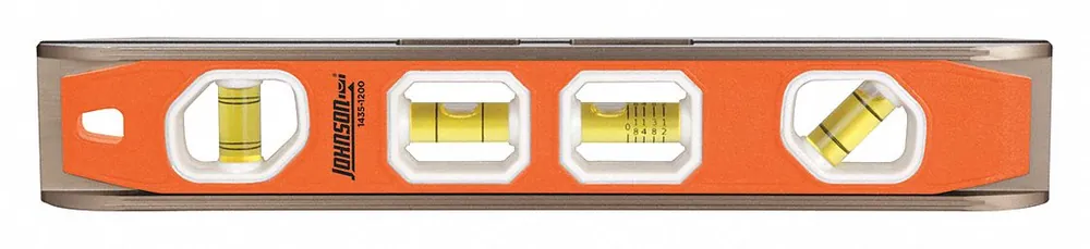 Johnson 1435-1200 Torpedo Level, Magnetic, 12 in, Aluminum, Level/Plumb/45 Degree Vials