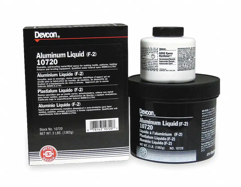 Devcon 10720 Epoxy Adhesive, Aluminum Liquid (F-2), 3 lb, Gray, Ambient Cured