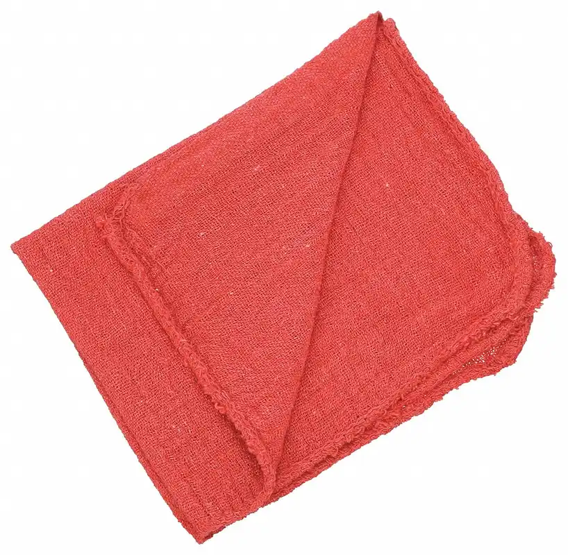 Approved Vendor 21825 Shop Towels, Cotton, Red, 12 in x 12 in, 100 PK