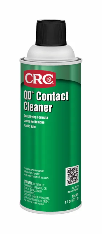 CRC 03130 QD Contact Cleaner, 11 oz Aerosol Can, Quick Dry, Plastic Safe