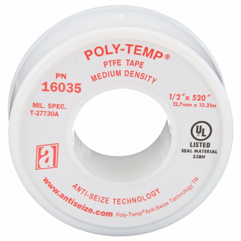 Anti-Seize Technology 16035 Thread Sealant Tape, Poly-Temp MD, 1/2 in x 43 ft, White