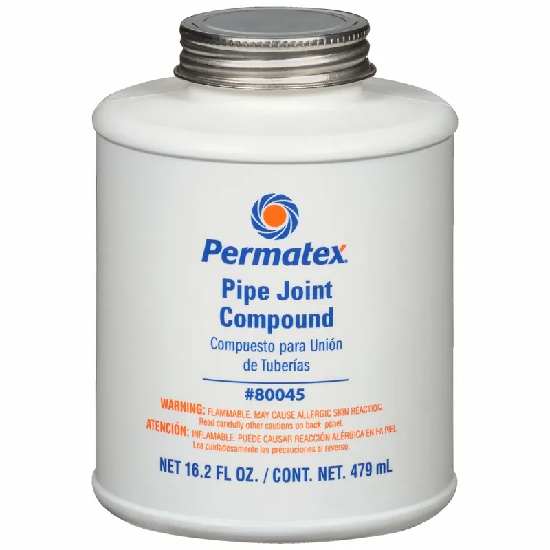 Permatex 80045 Pipe Thread Sealant, Pipe Joint Compound, 16 fl oz, Brush-Top Can, Black