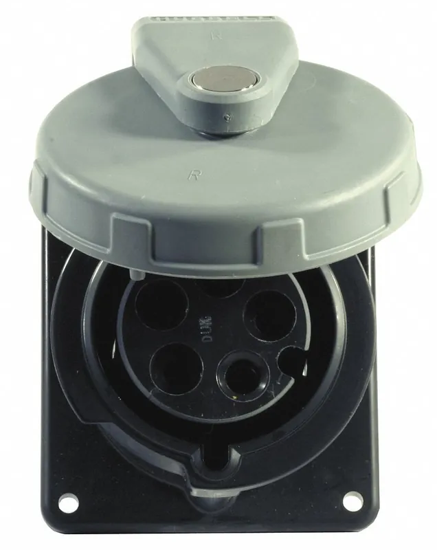 Hubbell HBL530R5W Pin and Sleeve Receptacle, 30 A, 347/600V AC, 3-Phase, 4-Pole 5-Wire, Black