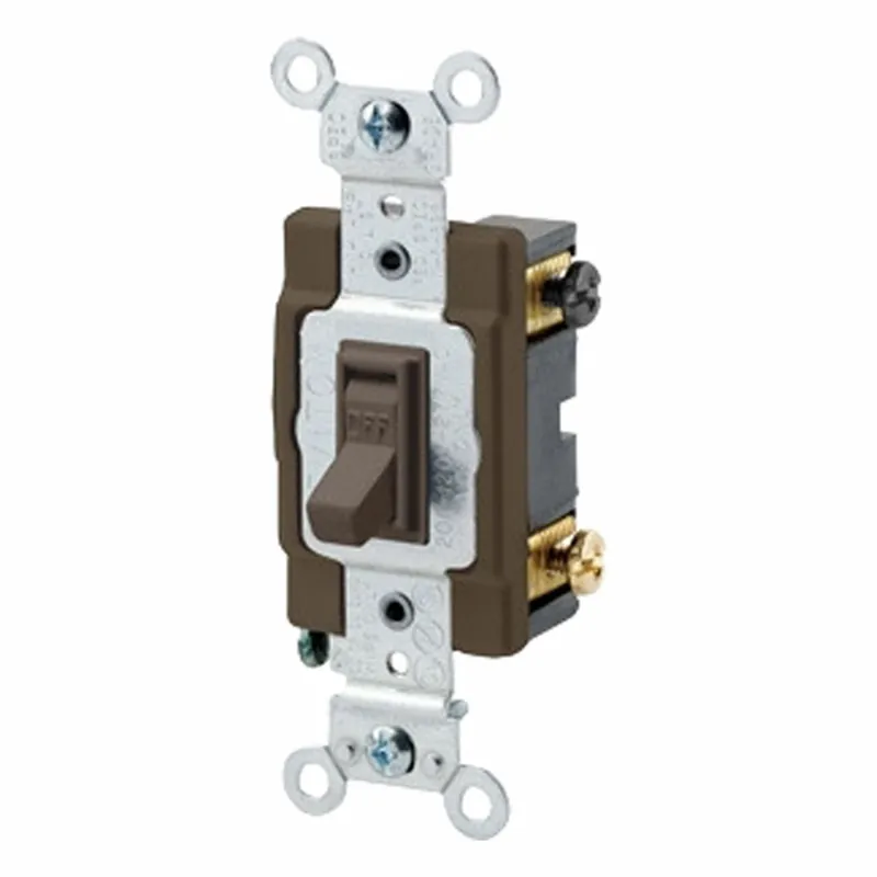 Leviton 54502-2 Toggle Switch, Double Pole, 15 A, 120/277V AC, Maintained, Brown