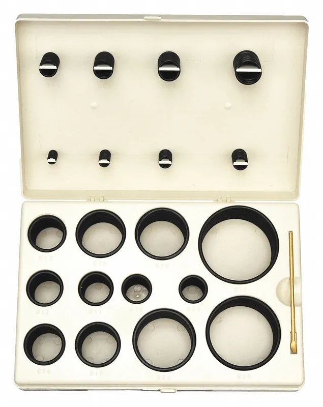 KV1RGX8 O-Ring Assortment, Buna-N, 212 Pcs, 20 Sizes, SAE