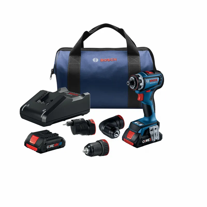 Bosch GSR18V-800FCB24 Cordless Drill/Driver Kit, Flexiclick 5-In-1, 18V, 2x 4Ah Batteries