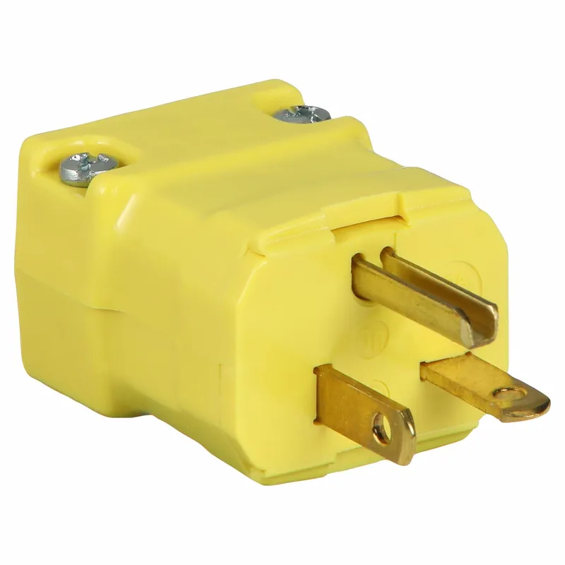 Hubbell HBL5464VY Straight Blade Plug, 6-20P, 250V AC, 20 A, 2 Pole 3 Blade, Yellow