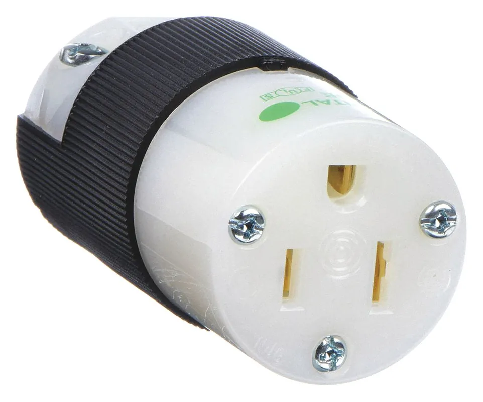 Hubbell HBL8219C Straight Blade Connector, Hospital Grade, 5-15R, 125V AC, 15 A, Black/White