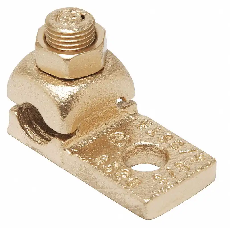 Burndy QA26B Mechanical Wire Lug, 1/0-2/0 AWG, 3/8 in Stud, Unplated Copper
