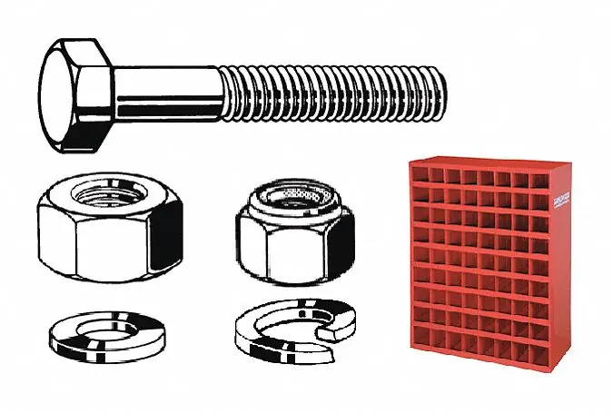 Approved Vendor Hex Head Cap Screw Assortment, Metric Class 8.8, Zinc-Plated, 3,115 Pieces, Metal Cabinet