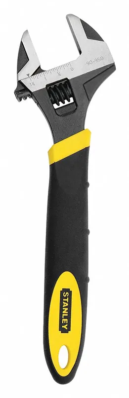 Stanley 90-950 Adjustable Wrench, 12 in, Bi-Material Handle, 1-9/16 in Jaw, Black Oxide