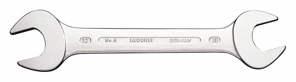 Gedore 6 17X19 Double Open Ended Wrench, 17 x 19 mm, Alloy Steel, Satin Chrome, 15 Deg