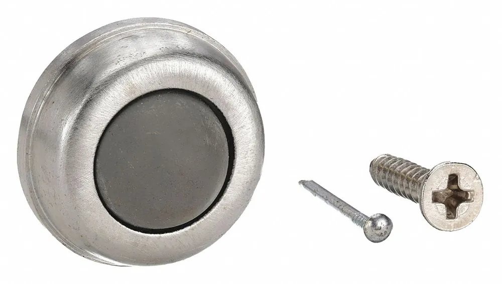 KV4JG91 Convex Door Stop, Wall Mount, Solid Brass, Satin Chrome, 9/16 in W x 1 in H
