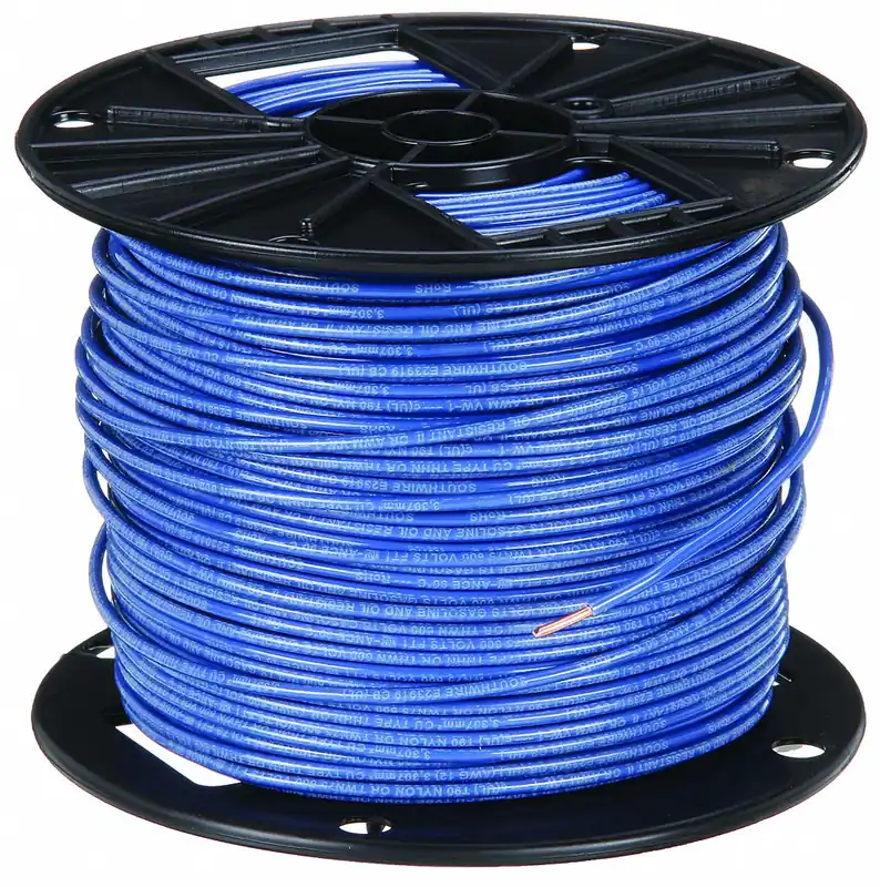 Southwire 11598001 THHN Building Wire, Copper, 10 AWG, 1 Conductor, Solid, Blue, 500 ft, 600V