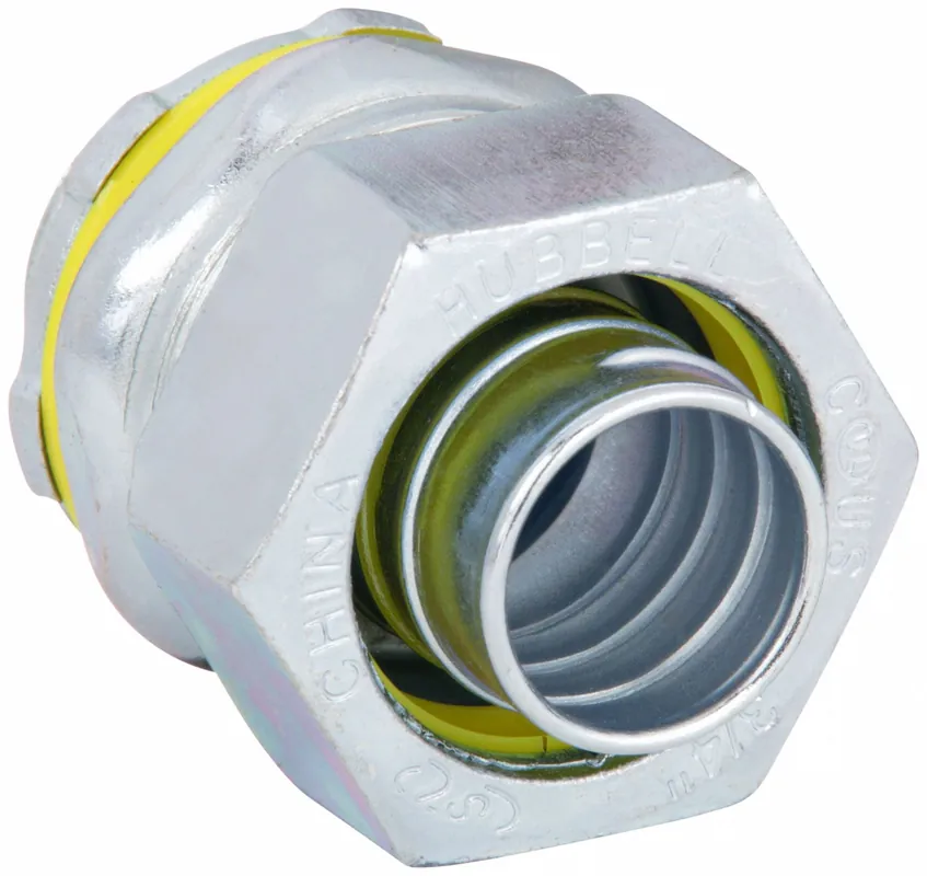 Raco 3402 Liquid-Tight Conduit Fitting, Steel/Iron, 1/2 in Trade Size, Non-Insulated, Straight, Gray