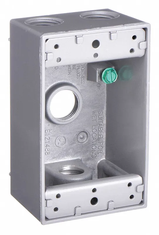 Bell 5321-0 Electrical Box, Aluminum, 1 Gang, 1/2 in Hub, 18.3 cu in, Rectangular, Gray, NEMA 3R Outdoor