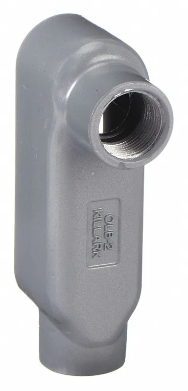 Hubbell Killark OLB-1 Conduit Outlet Body, Aluminum, 1/2 in Trade Size, LB Body, 4 cu in, Powder Coated Gray