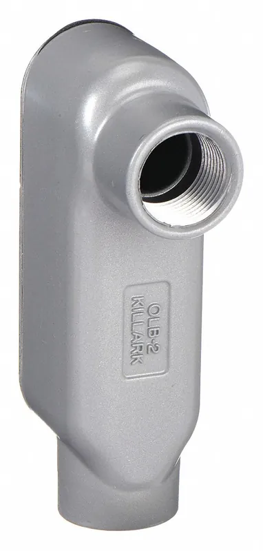 Hubbell Killark OLB-2CG Conduit Outlet Body w/Cover & Gasket, Aluminum, 3/4 in Trade Size, LB Body, 7 cu in, Powder Coated Gray