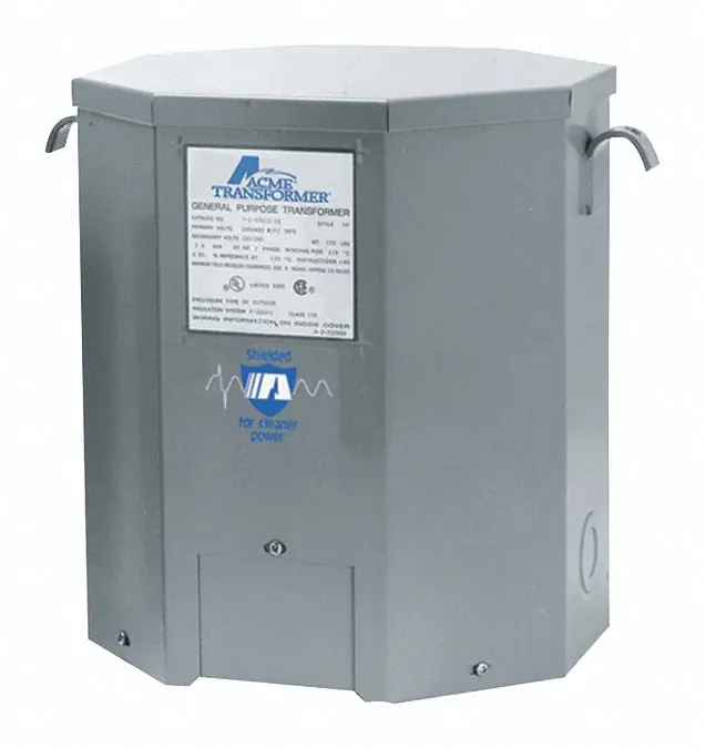 Acme Electric T2535183S Dry Type Distribution Transformer, 25 kVA, Single Phase, 240V/480V to 120V/240V, NEMA 3R Wall Mount, Step Down, Copper Winding