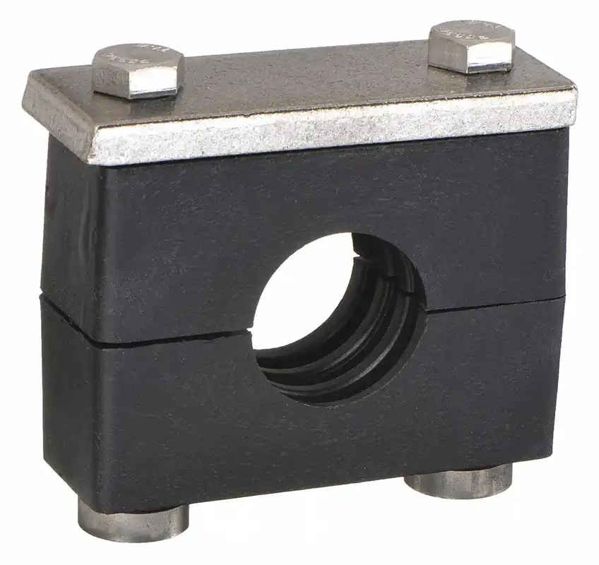 Behringer R7HT4075-PP Vibration-Dampening Beta Clamp Kit, Ribbed Bore, 304 Stainless Steel, Polypropylene Cushion, Rail-Mount
