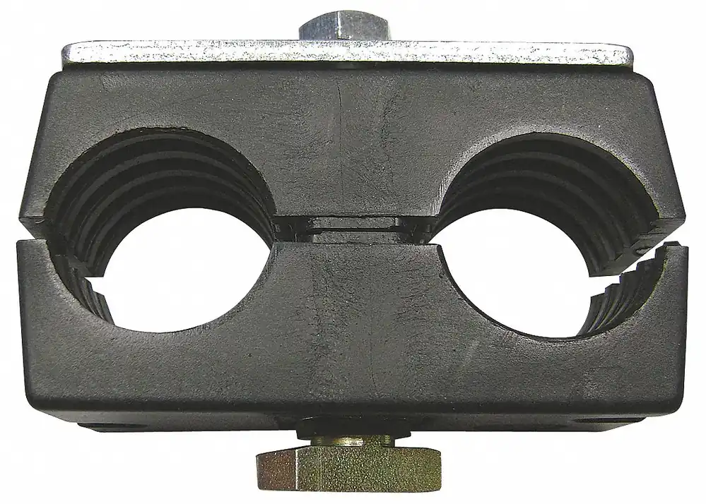 Behringer R0T5125-PP Vibration-Dampening Twin Beta Clamp Kit, Ribbed Bore, Steel, Zinc-Plated, Polypropylene Cushion, Rail-Mount