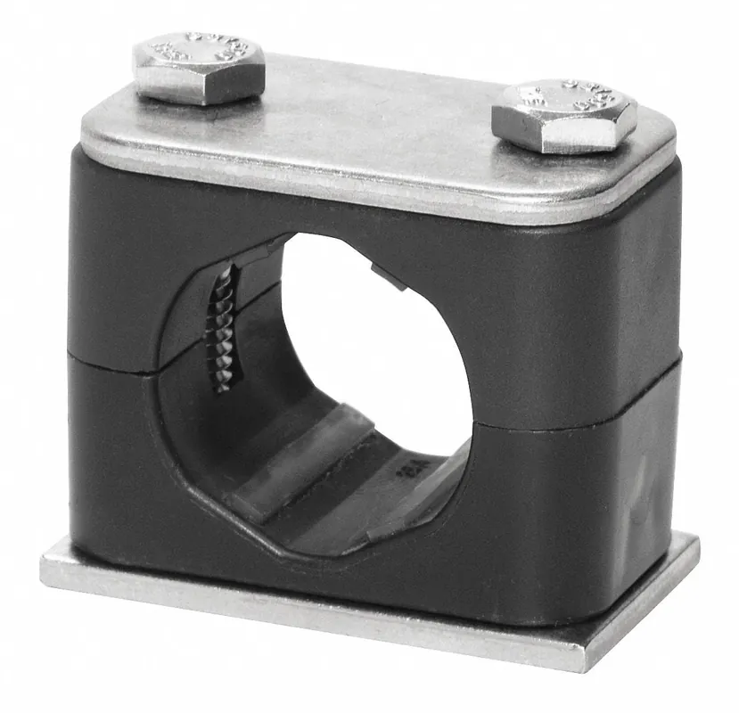 Stauff SP-214.3-ACT-DP-AS-U-W5-K-642012 Beta Clamp Kit, 14-5/16 mm Tube OD, Smooth Bore, 316 Stainless Steel, Polypropylene Cushion, Weld-On