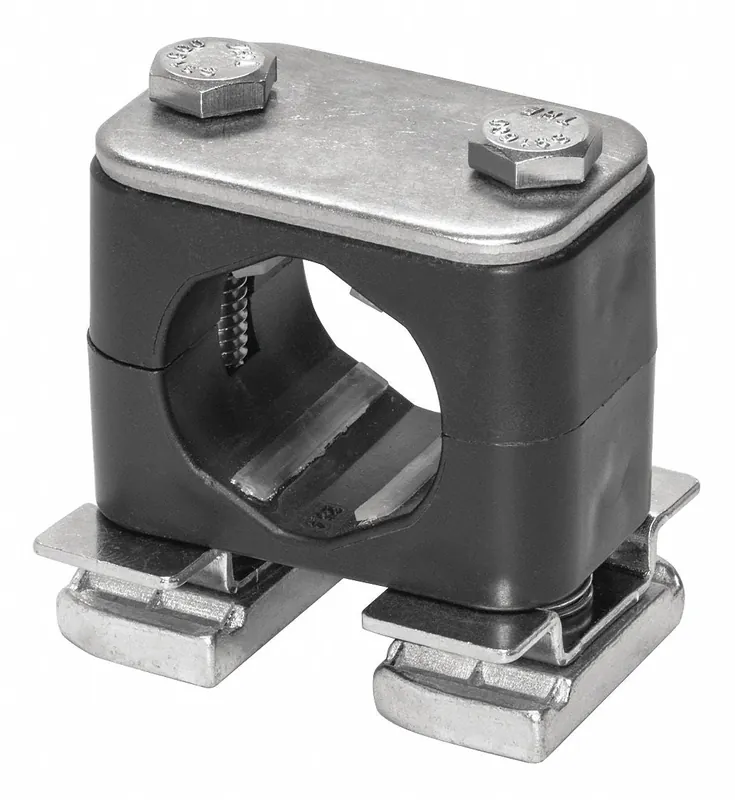Stauff CRA-538-ACT-DP-AS-U-W5-K-642012 Beta Clamp Kit, 38 mm Tube OD, Smooth Bore, 316 Stainless Steel, Polypropylene Cushion, Rail-Mount