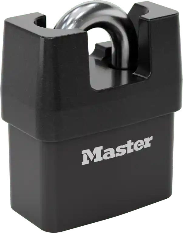 McMaster 11345A25 Weather- and Cut-Resistant Padlock, Laminated Steel Body, 7/16" Shackle Diameter, Master Lock Pro 6327