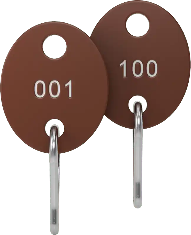 McMaster 1333A22 Numbered Key Tag, Pack of 100, Oval Brown, Numbers 001-100