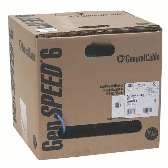 Genspeed 7133840 CAT 6 1,000 ft Cable Lg, 23 AWG, Riser, Blue, PVC, Std, 7133840, 6, Unshielded