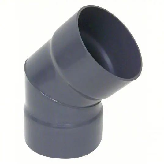 Plastic Supply PVCED12 45 Degree Elbow PVC, For 12 in Duct Dia, 19 1/4 in Overall Lg, 2 Pieces