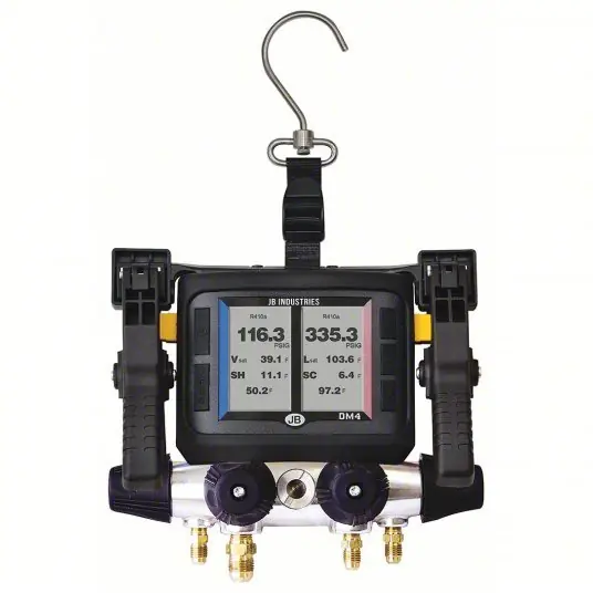 JB DM4-Z Digital Manifold Gauge, 4 Valves, Multiple Refrigerants