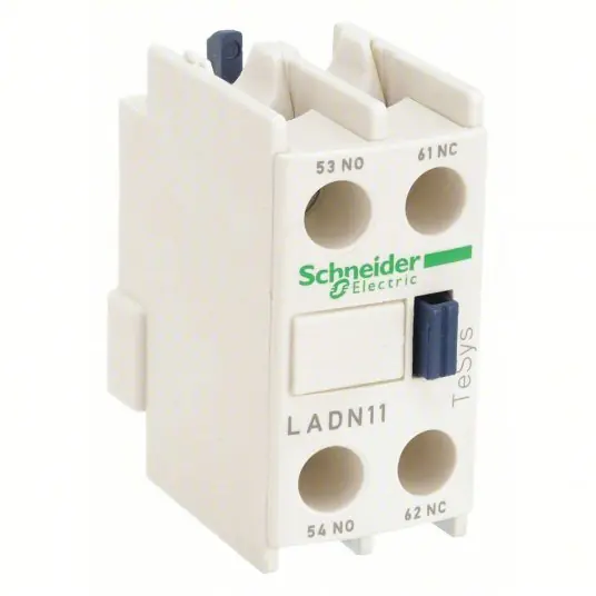 Schneider LADN11 Auxiliary Contact Block 1NO/1NC, 10 A Max Current (AC), Front Mount
