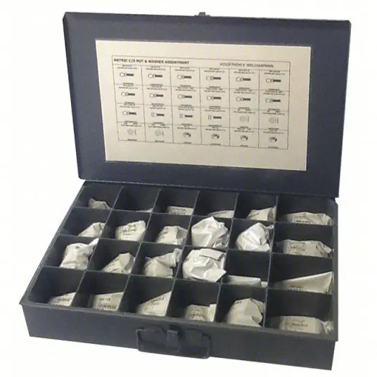 KVM Tools JBDL24AAPWNW Hex Head Cap Screw Assortment Steel, Zinc Plated, Metric, 780 Pieces, Metal Box, Includes Hex Nuts
