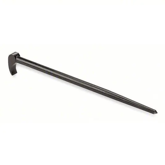 Proto J2126 Rolling Head Pry Bar Point End, 12 in Overall Lg, 1/2 in Bar Wd, 1/2 in End Wd, T No, 0 Nail Slots