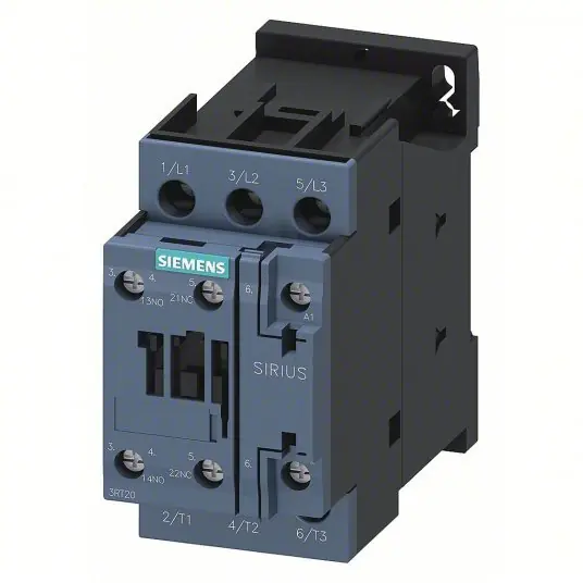 Siemens 3RT20251AG20 IEC Power Contactor Non-Reversing, 3 Poles, 17 A, 110V AC Coil, 1NO/1NC, S0 Frame Size