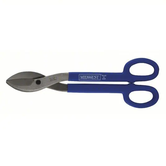 Midwest MWT-167B Tinners Snip Straight, 16 in Overall Lg, 2 1/2 in Cutting Lg, Steel, Plastic