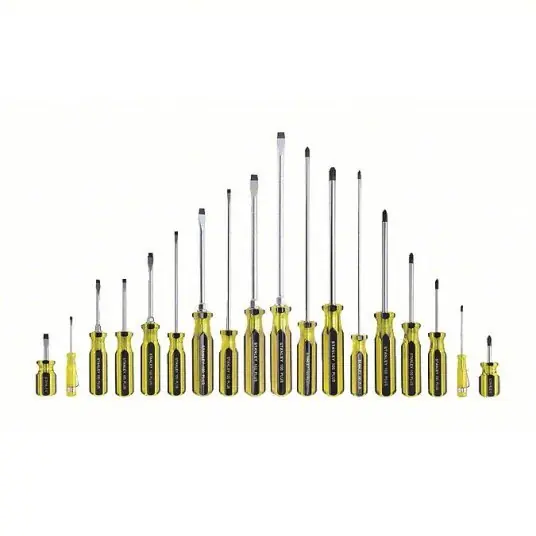 Stanley 66-520-A Magnetized Tip Screwdriver Set 18 Pieces, Phillips/Slotted Tip, Ergonomic Grip