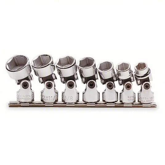 Proto J52100 Socket Set 3/8 in Drive Size, 7 Pieces, 3/8 in to 3/4 in Socket Size Range, (7) 6-Point, Rail