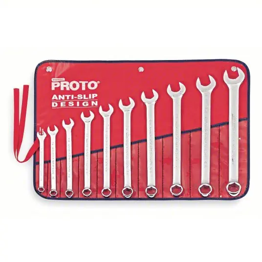 Proto J1200GHASD Combination Wrench Set Alloy Steel, Satin, 10 Tools, 7/16 in to 1 in Range of Head Sizes