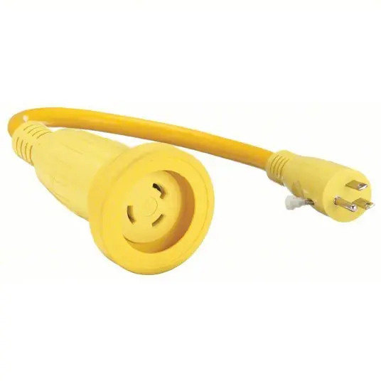 Hubbell HBL61CM22 Locking Cord Adapter NEMA 5-15P, NEMA L5-30R, 10 AWG Wire Size