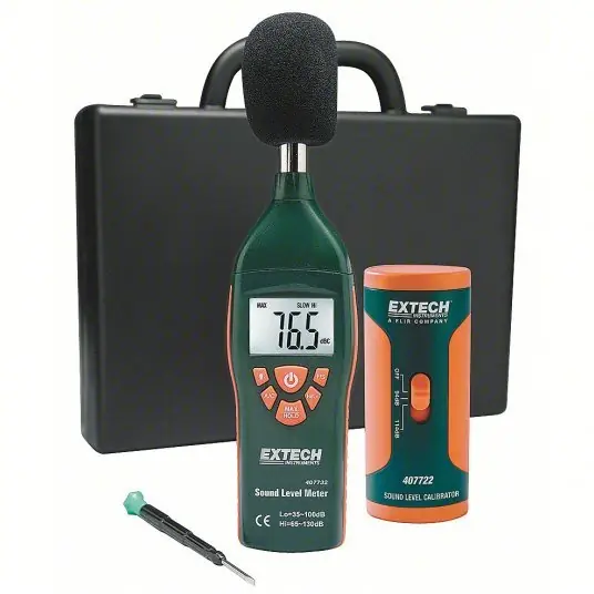 Extech 407732-KIT Sound Level Meter 35 dB to 130 dB, Hard Protective Case/Sound Level Calibrator, Type 2, A/C